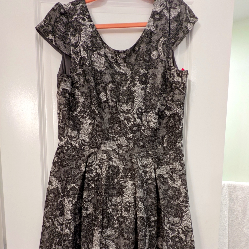 Betsey Johnson Faux Lace Dress. Black. Size 14.